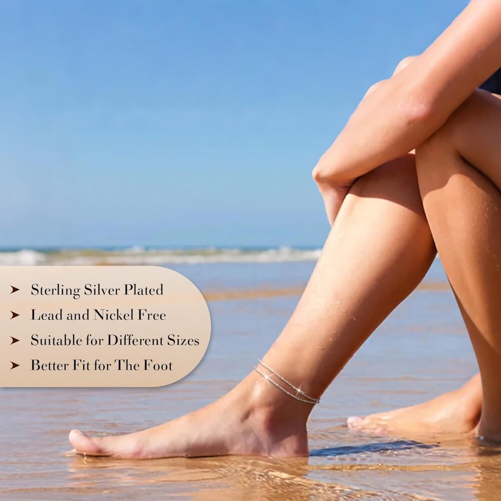 Waterproof & Adjustable Silver Anklets For Women … - image 3